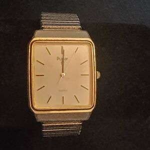 Pulsar Gold-Tone Rectangular Dress Watch